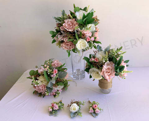 Round Bouquet - Soft Pink & White Wedding Flowers Mirka O - ARTISTIC GREENERY PERTH