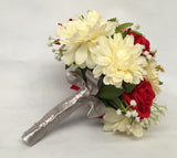 Round Bouquet - Ivory Red Silver - Monique T