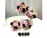 Round Bouquet - Burgundy & Pink - Natalie D