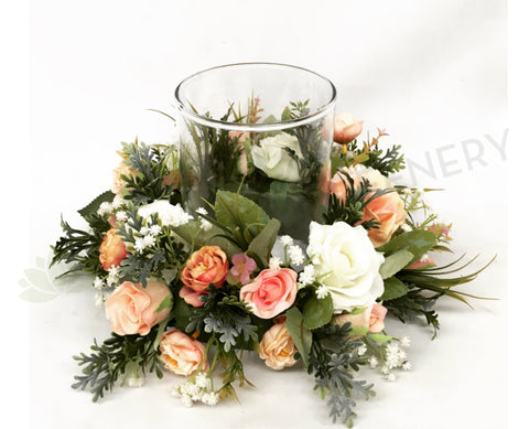 Peach Colour Theme Floral Wreath 30cm / 40cm / 50cm