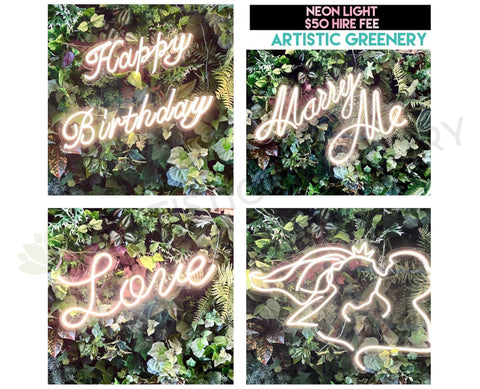 For Hire - Neon Sign 4 Styles - Couple / Marry Me / Love / Happy Birthday  (Code: HI0052) | ARTISTIC GREENERY 