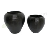 Ceramic Round Vase - Black / White