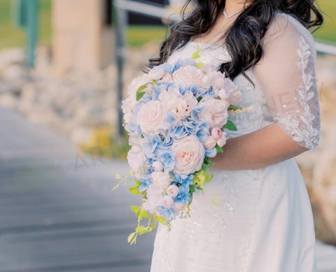 Real Touch QualityTeardrop Wedding Bouquet - Blush and Purple - Rejinette M | ARTISTIC GREENERY