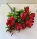 SP0013 Red Silk Peony Ranunculus Bunch 55cm Red | ARTISTIC GREENERY