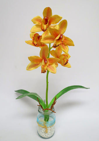 SP0045 Cymbidium Orchid Stem with Leaves 42cm 4 Colours