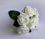 SP0107NEW Real Touch Latex Rose Bunch (Rose Bouquet) 28cm White / Red | ARTISTIC GREENERY