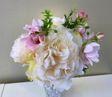 SP0288 Champagne Peony & Light Pink Cosmos Bouquet 34cm