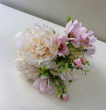 SP0288 Champagne Peony & Light Pink Cosmos Bouquet 34cm