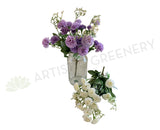 SP0307 Small Corn Flower / Carnation Bunch 28cm Lilac / White / Salmon