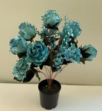 SP0331 Glitter Silk Rose Bunch 55cm Turquoise | ARTISTIC GREENERY