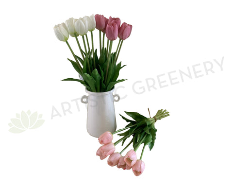 SP0346 Artificial Tulip Bunch 40cm Dark Pink / White / Light Pink | ARTISTIC GREENERY