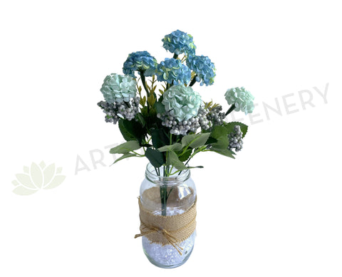  SP0371 Silk Mini Hydrangea Bunch 34cm Blue | ARTISTIC GREENERY