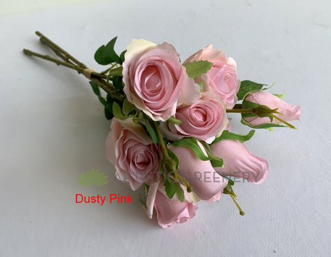 SP0405 Garden Rose Bunch 44cm 4 colours Dusty Pink, White, Light Peach, Fuchsia | ARTISTIC GREENERY