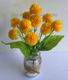 SP0417 Silk Yellow Pom Pom Flower Bunch 35cm | ARTISTIC GREENERY Perth Malaga Artificial Flowers