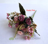 SP0419 Small Rustic Corn Flower / Carnation Bunch 28cm Rustic Pink / Rustic Orange | ARTISTIC GREENERY