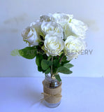 SP0420 Silk White Rose Posy / Bunch / Bouquet 42cm SPECIAL | ARTISTIC GREENERY