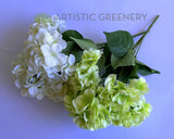 SP0429 Silk Hydrangea Bunch 73cm Light Green / White | ARTISTIC GREENERY