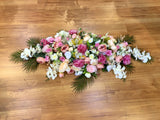 Pink Casket Spray / Memorial Silk Flowers 70cm /100cm / 140cm Long - SYM0040 | ARTISTIC GREENERY