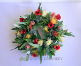 SYM0046 - Silk Poppy & Native Wreath Anzac Wreath silk floral wreath / flower wreath Perth Australia / Sympathy Gravestone flowers | ARTISTIC GREENERY