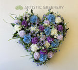 Heart Shaped Silk Floral Wreath 40cm / 70cm - SYM0050 / Love Heart Wreath Silk Floral flower wreath Perth Australia / Sympathy Gravestone flowers | ARTISTIC GREENERY