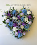 Heart Shaped Silk Floral Wreath 40cm / 70cm - SYM0050 / Love Heart Wreath Silk Floral flower wreath Perth Australia / Sympathy Gravestone flowers | ARTISTIC GREENERY