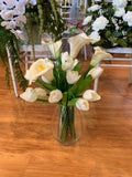 Sandra Levy Valensi - arrangement 2 Tulip (fireplace) 40(w) x 58(h) $209 | ARTISTIC GREENERY
