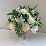 Round Bouquet - Ivory & White - Sarah C | ARTISTIC GREENERY | Silk Flower Posy PERTH