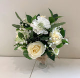 Round Bouquet - Ivory & White - Sarah C | ARTISTIC GREENERY | Silk Flower Posy PERTH