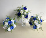 Round Silk Wedding Bouquet - Blue & White - Shirley D | ARTISTIC GREENERY Perth Silk Flowers Florist