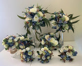 Round Bouquet -Blue White & Pink - Skye F | ARTISTIC GREENERY | Artificial Wedding Flowers Perth Australia