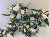 Round Bouquet -Blue White & Pink - Skye F | ARTISTIC GREENERY | Artificial Wedding Flowers Perth Australia