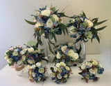 Round Bouquet -Blue White & Pink - Skye F | ARTISTIC GREENERY | Artificial Wedding Flowers Perth Australia