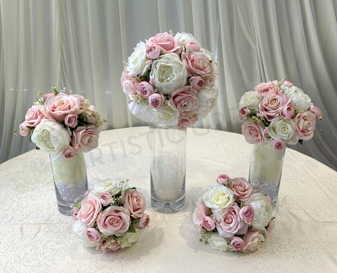 Round Bouquet - Pink & White - Teresa T