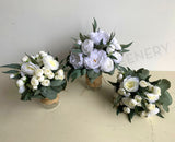 Round Wedding Posy Bouquet - White Peony and Ranunculus Flowers - Tess W | ARTISTIC GREENERY