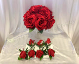 Red Silk Velvet Roses Wedding Bridal Bouquet - Vania F - Custom-made Cheap Online Wedding Flowers Perth Australia-wide