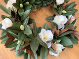 Artificial Magnolia Wreath 80cm - WRE0002 (Ref: Debbie B) | ARTISTIC GREENERY