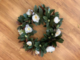 Artificial Magnolia Wreath 80cm - WRE0002 (Ref: Debbie B) | ARTISTIC GREENERY