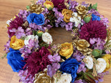 Brisbane Lions Football Club Themed Silk Floral Wreath 30cm / 40cm / 50cm (WRE005) | ARTISTIC GREENERY Perth Australia / Sympathy Gravestone flowers