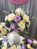 Bride's bouquet cream and purple rose snapdragon