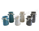 Ceramic Jar with Ribbon / Milk Jug Style Avail in 2 Sizes 3 Colours - (CERJARRIB)