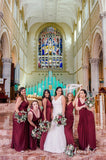 Round Bouquet - Burgundy & Native Greenery - Amie H