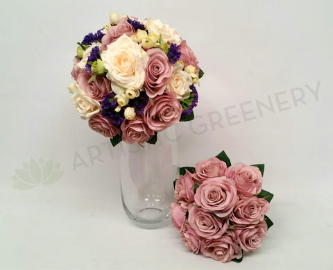 Round Bouquet - Mauve & Cream