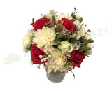 Round Bouquet - Ivory Red Silver - Monique T