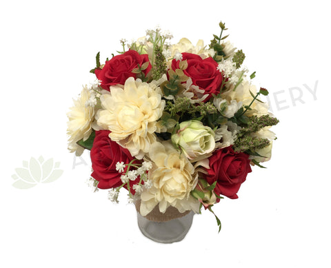 Round Bouquet - Ivory Red Silver - Monique T